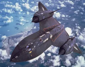 SR-71 Blackbird from above front in flight